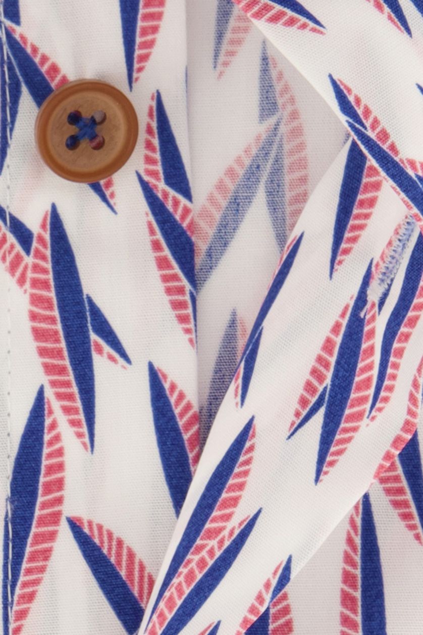 Ledub overhemd mouwlengte 7 Tailored Fit wit blauw geprint