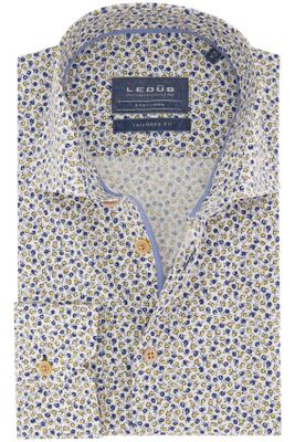 Ledub Ledub business overhemd  slim fit blauw geprint katoen