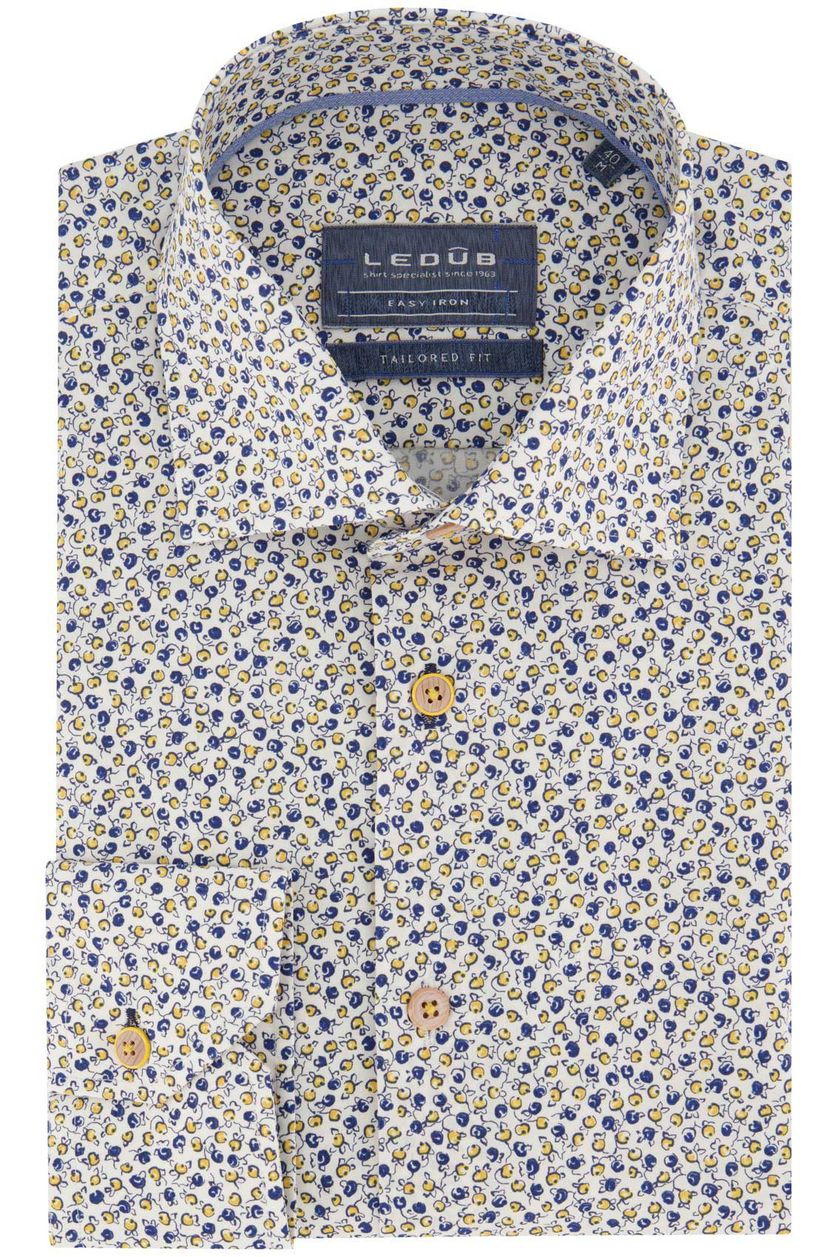 Tailored Fit Ledub business overhemd normale fit blauw geprint