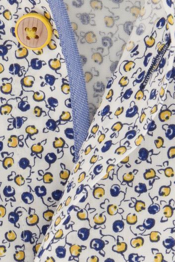 Ledub business overhemd Tailored Fit normale fit blauw geprint katoen