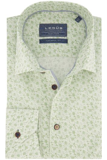 business overhemd Ledub  groen geprint katoen slim fit 