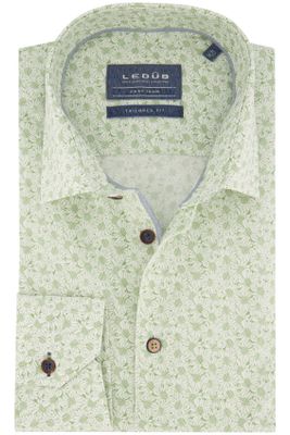 Ledub Ledub business overhemd  groen geprint katoen slim fit