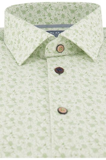 Ledub business overhemd  slim fit groen geprint katoen