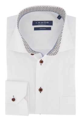 Ledub Wit overhemd mouwlengte 7 Modern Fit strijkvrij