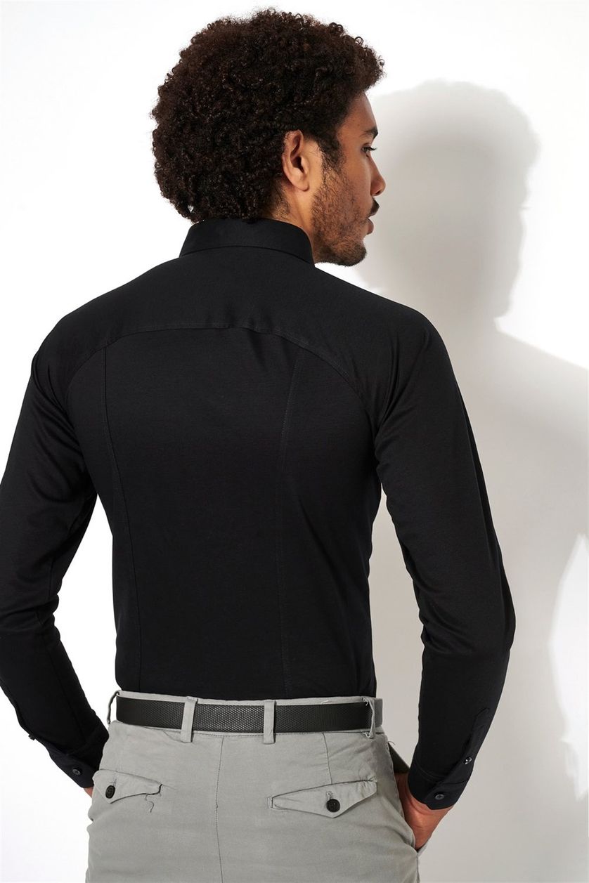 Overhemd Desoto Kent zwart katoen-piquee