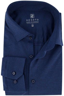 Desoto Desoto overhemd slim fit effen donkerblauw katoen