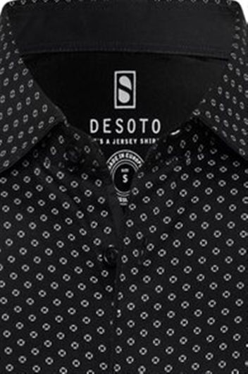 Desoto Kent overhemd zwart printje