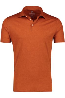 Desoto casual overhemd korte mouw Desoto  oranje effen katoen slim fit 