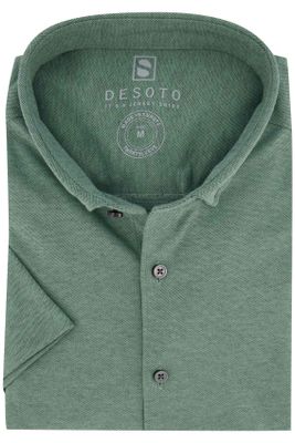 Desoto Groen gemeleerd overhemd Desoto met korte mouwen