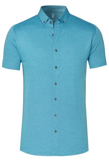 Desoto casual overhemd korte mouw slim fit lichtblauw effen katoen