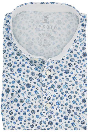 Overhemd Desoto met korte mouwen blauw wit printje