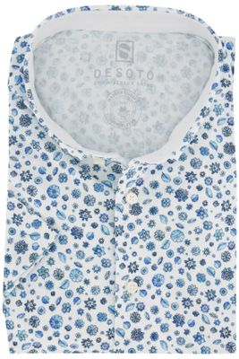Desoto Overhemd Desoto met korte mouwen blauw wit printje