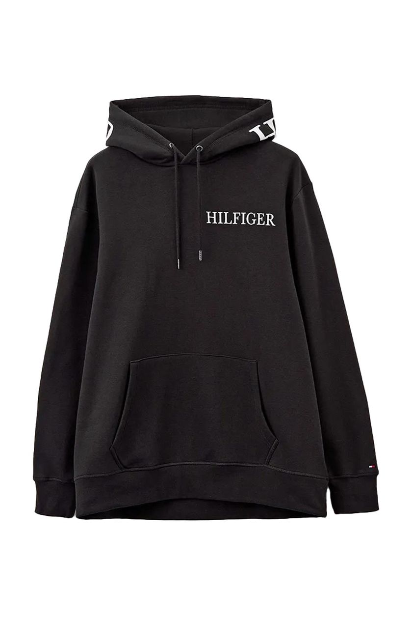 Tommy Hilfiger Big & Tall hoodie logo opdruk zwart