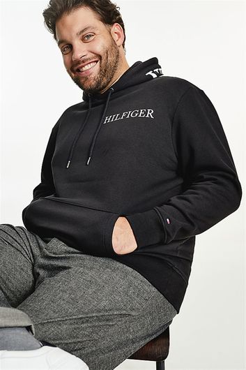 Big & Tall Zwarte hoodie Tommy Hilfiger met opdruk