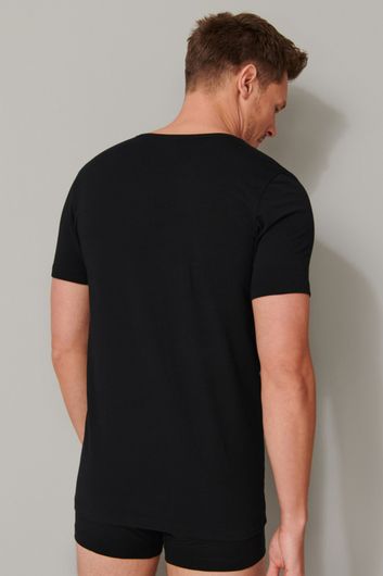 Schiesser t-shirt Schiesser ondergoed aanbieding zwart effen 2-pack