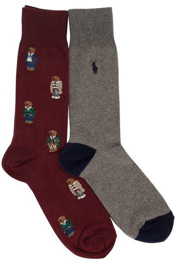 Ralph Lauren sokken bordeaux 2-pack