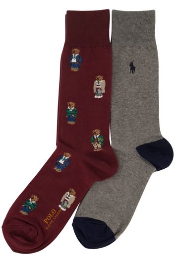 Ralph Lauren sokken bordeaux 2-pack