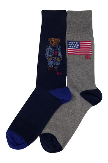 Ralph Lauren 2-pack sokken donkerblauw grijs
