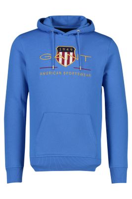 Gant Gant sweater capuchon blauw met logo