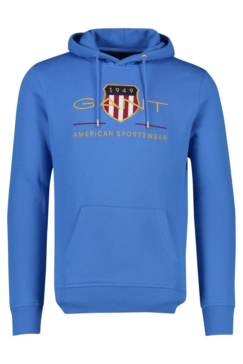 Gant sweater capuchon blauw met logo