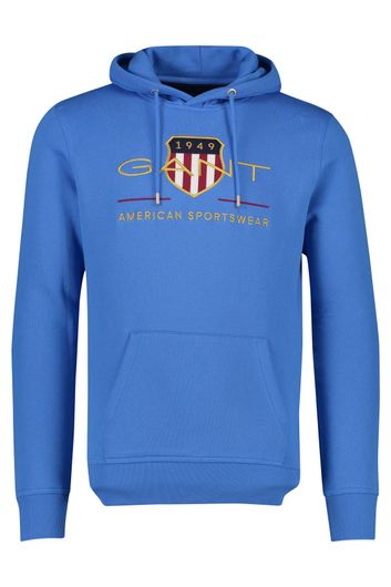 Hoodie Gant met logo op borst blauw