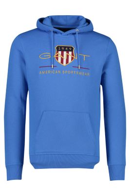 Gant Hoodie Gant met logo op borst blauw