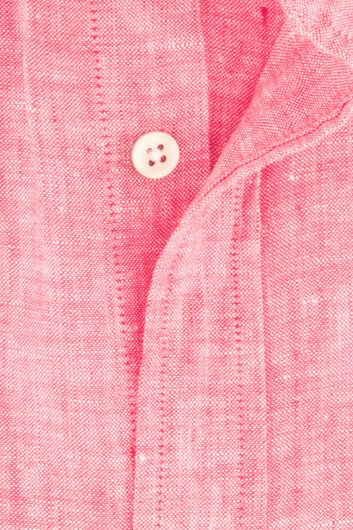 Gant casual overhemd korte mouw normale fit roze effen linnen