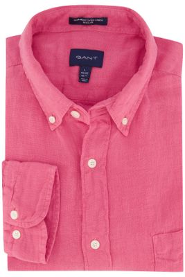 Gant Gant casual overhemd normale fit roze effen linnen