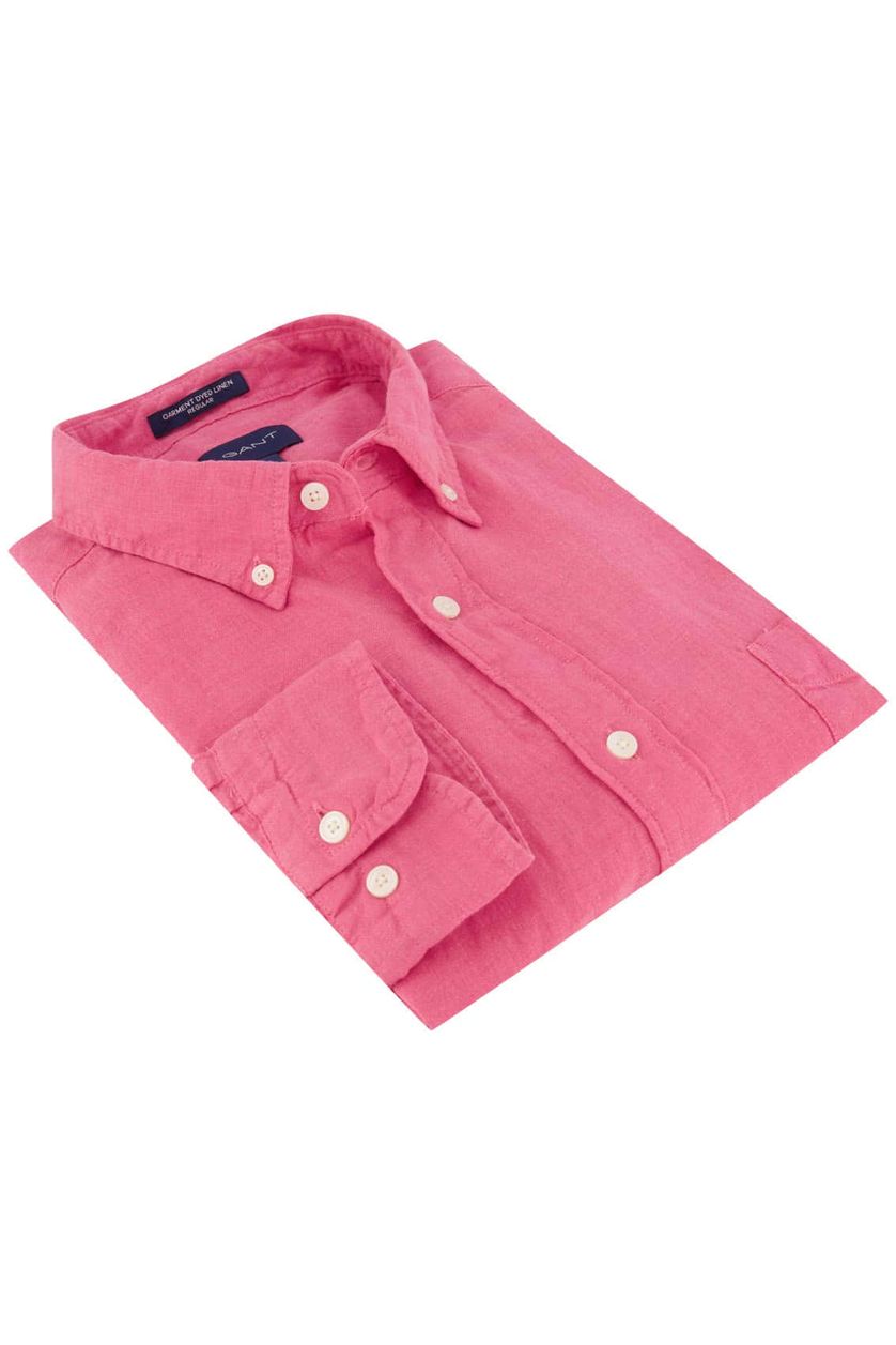 Gant casual overhemd normale fit roze effen linnen