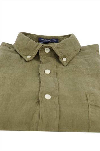 Gant casual overhemd normale fit groen effen linnen