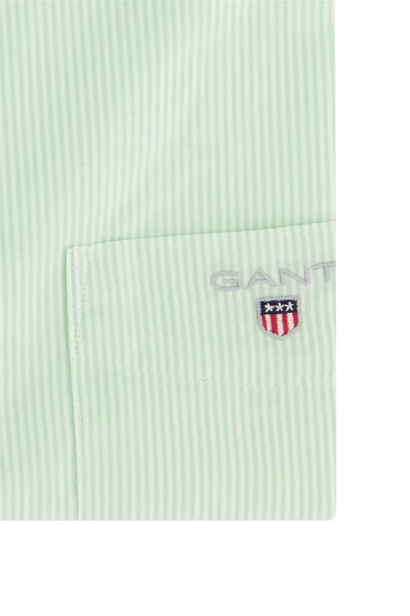 Gant overhemd mintgroen gestreept Regular Fit korte mouwen