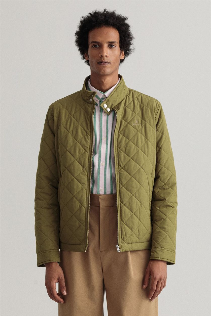 Gant zomerjas gestikt groen normale fit effen rits