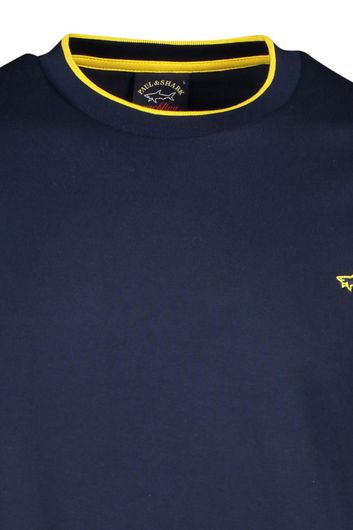 T-shirt Paul & Shark donkerblauw ronde hals gele details