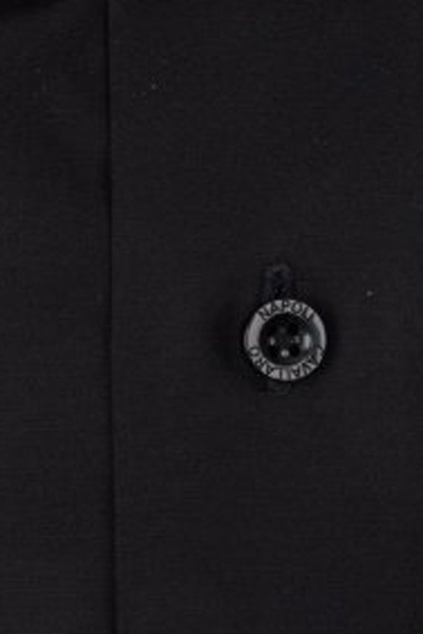 Cavallaro overhemd mouwlengte 7  zwart effen katoen slim fit