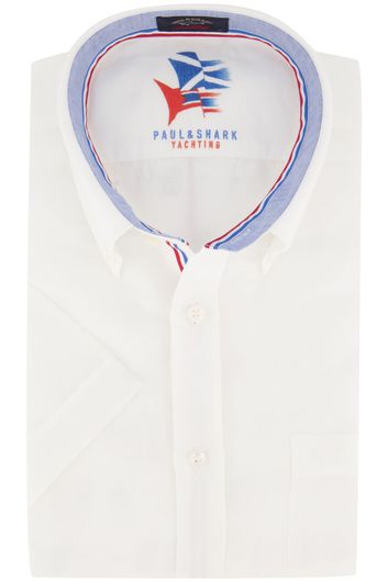 Paul & Shark overhemd korte mouw wit linnen-katoen