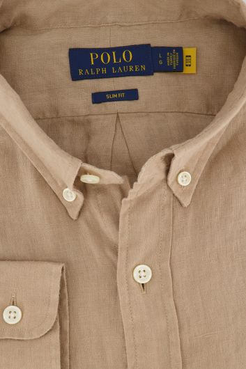 Linnen overhemd Ralph Lauren beige Slim Fit