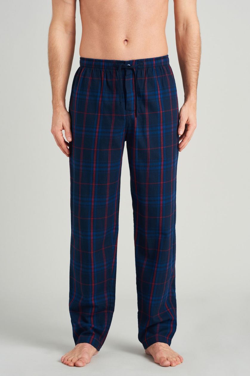 Pyjamabroek donkerblauw rood geruit Schiesser