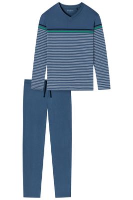 Schiesser Schiesser pyjama blauw gestreept 100% katoen