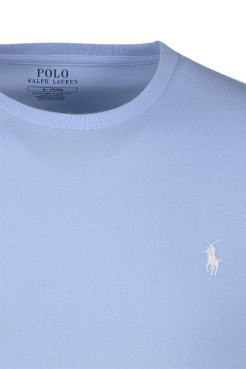 Ralph Lauren t-shirt Custom Slim Fit lichtblauw met logo