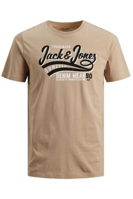 Jack & Jones Jack & Jones t-shirt beige met print Plus Size