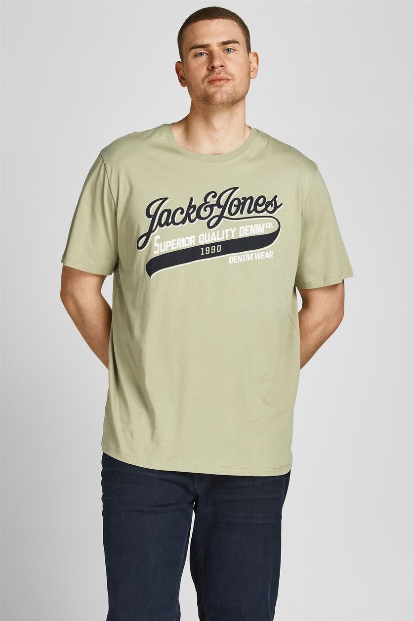 Jack & Jones t-shirt groen met opdruk Plus Size