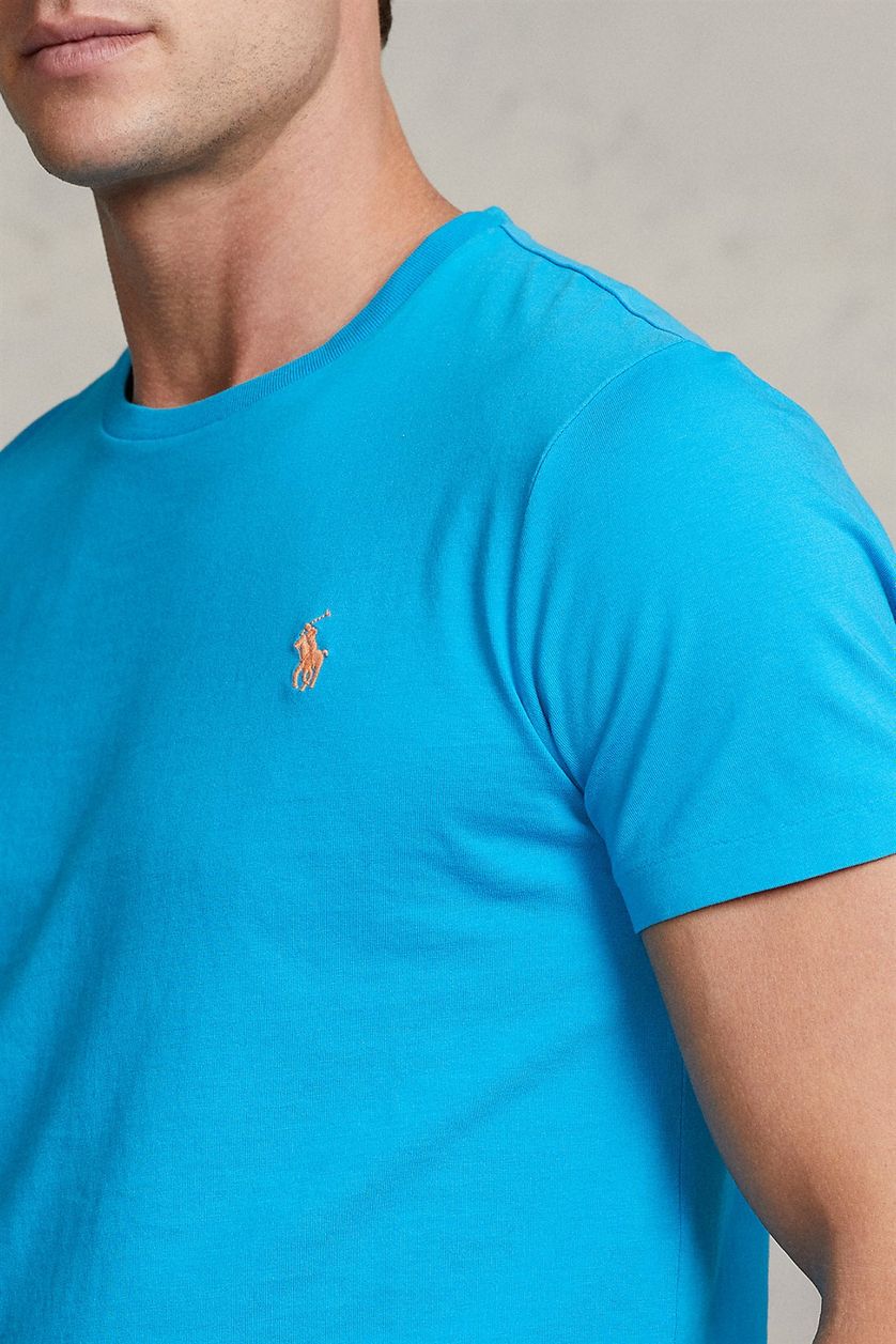 Ralph Lauren Big & Tall T-shirt blauw met oranje embleem
