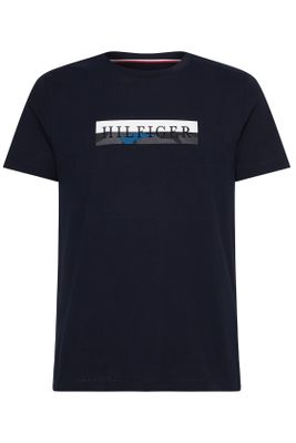 Tommy Hilfiger T-shirt Tommy Hilfiger donkerblauw met opdruk Big & Tall
