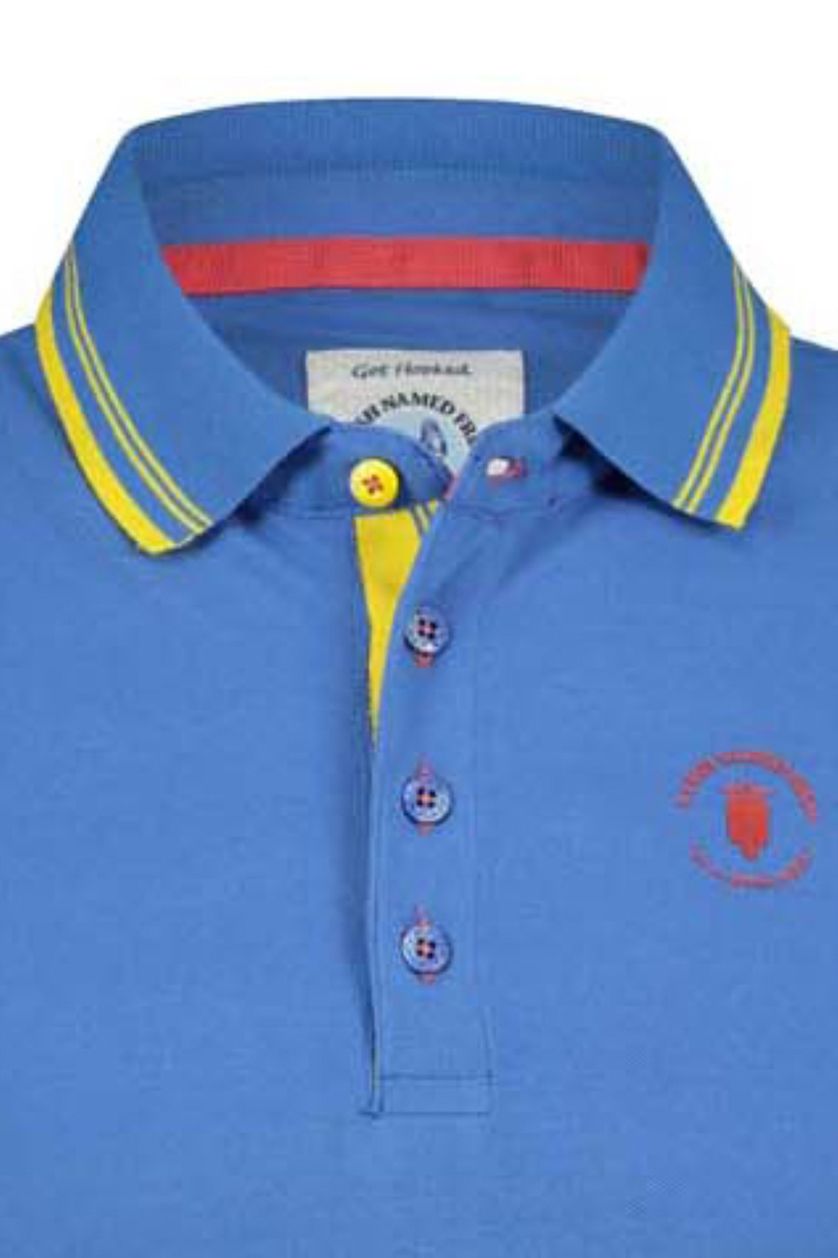 Poloshirt blauw met gele details A Fish Named Fred