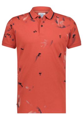 A Fish Named Fred Korte mouw poloshirt A Fish Named Fred rood met printje