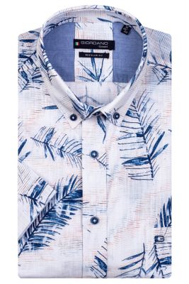 Giordano Giordano overhemd print Regular Fit korte mouw blauw