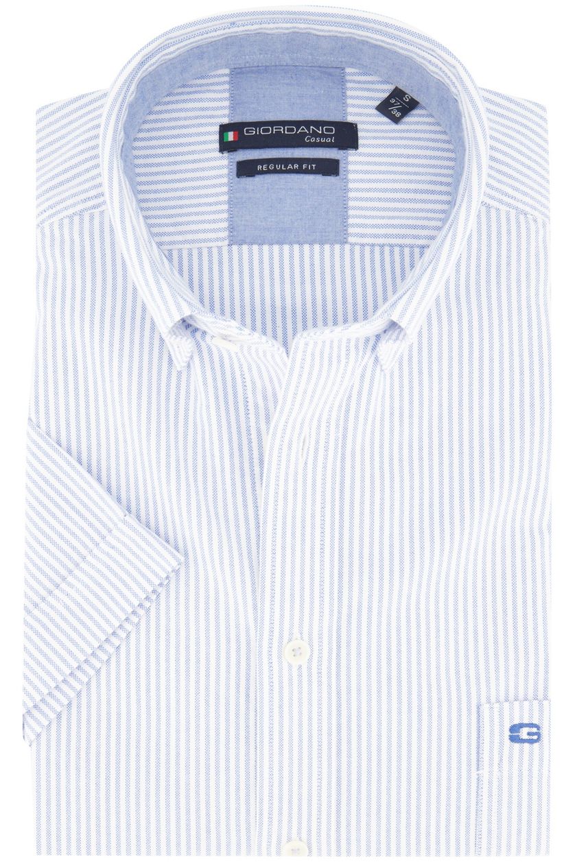 Overhemd Giordano blauw witte streepjes korte mouw