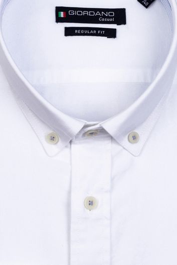 Giordano casual overhemd wijde fit wit effen katoen