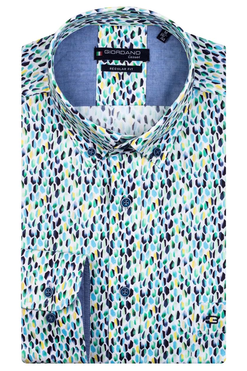 Overhemd Giordano print Regular Fit blauw
