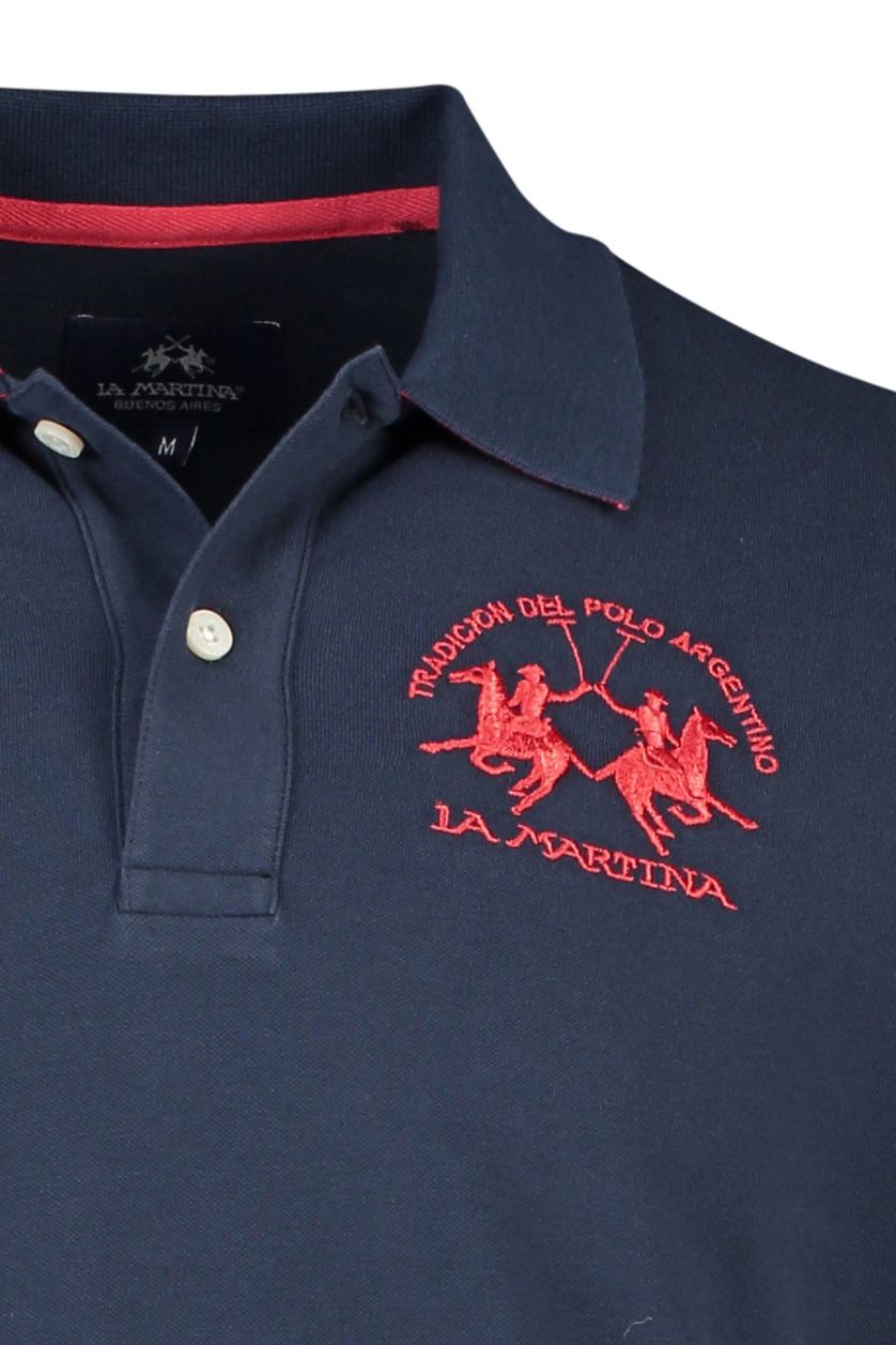 Donkerblauwe polo La Martina rood logo